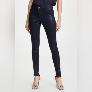 NWOT L’Agence “Marguerite High Rise Coated Skinny Jeans” Dark Wash Size 25
